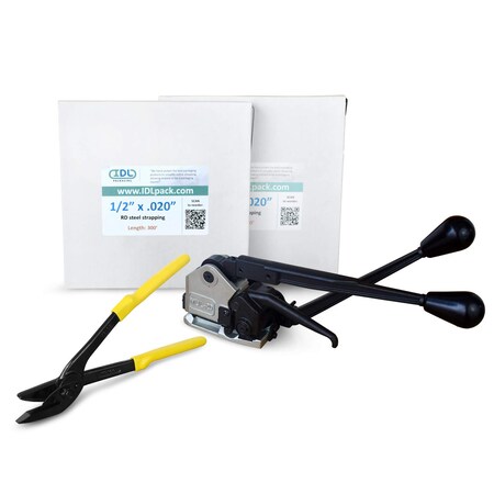 Idl Packaging 1/2" Steel Strapping Kit, 600 Ft. Sealless Combination Tool U.SSK.12.600